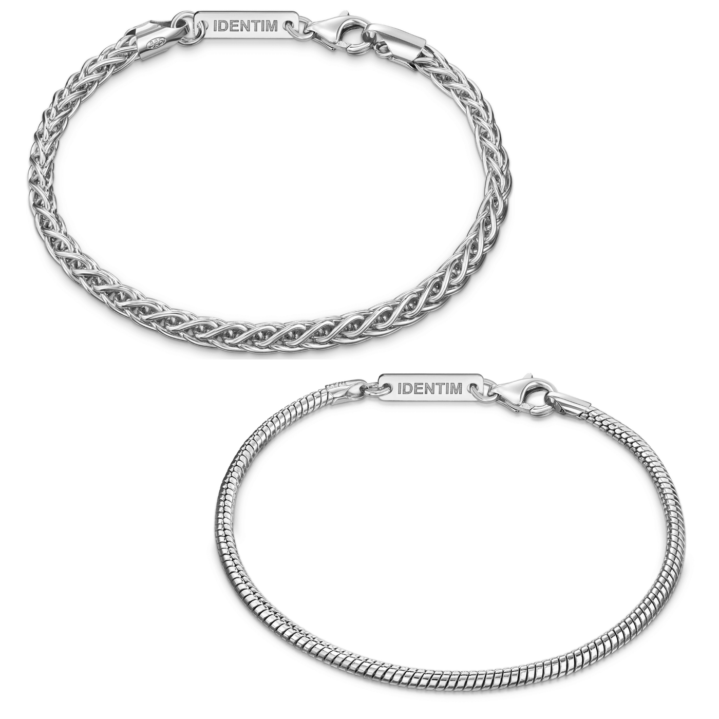 BRACELET SET BRAID SNAKE SILVER BRACELET 925 SILVER RHODIUM PLATED