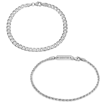 BRACELET SET ARMOR CORD SILVER BRACELET 925 SILVER RHODIUM PLATED