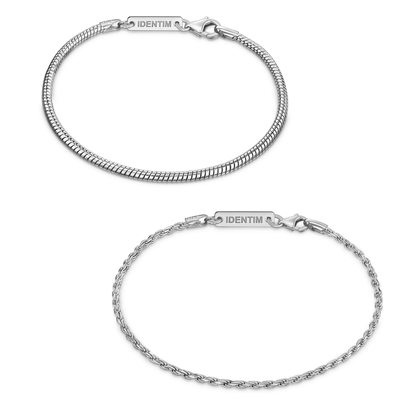 BRACELET SET CORD SNAKE SILVER BRACELET 925 SILVER RHODIUM PLATED