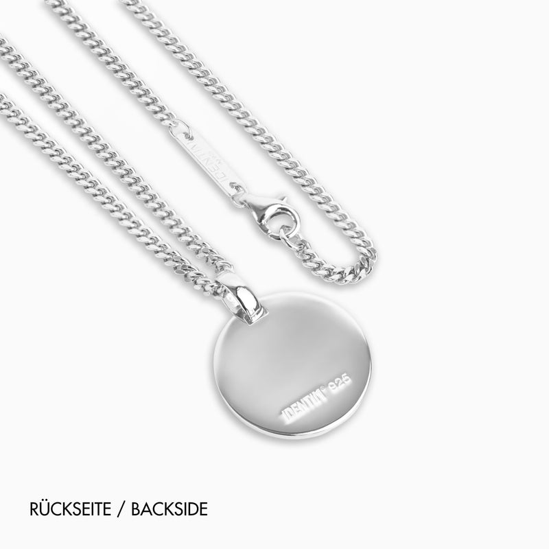 ENGRAVING PLATE ROUND NECKLACE 925 SILVER RHODIUM PLATED