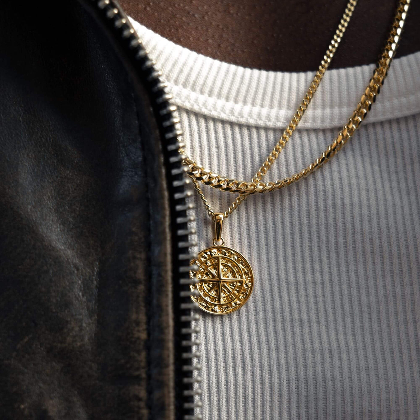 COMPASS NECKLACE 925 SILVER 18 CARAT GOLD PLATED