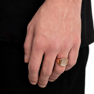 SIGNET RING ONYX OCTAGON 585 GOLD