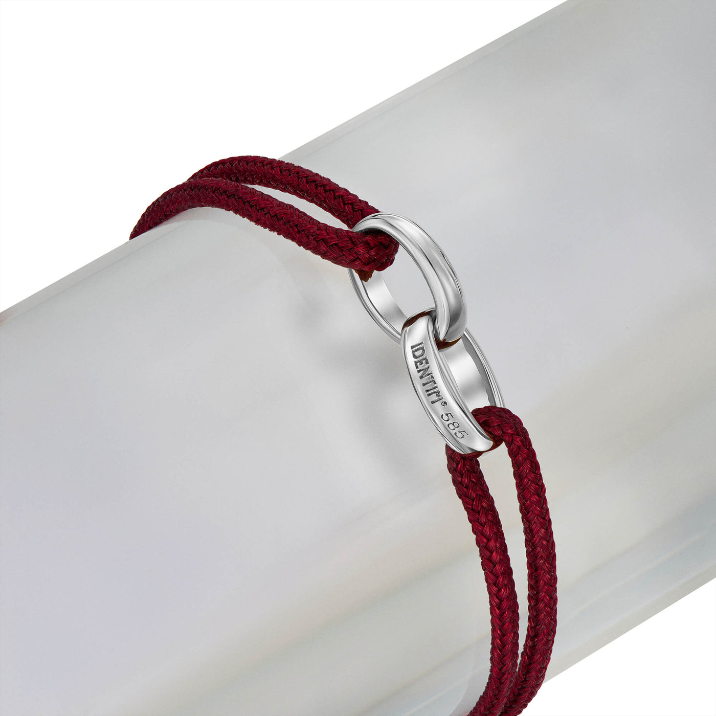 GLORY BRACELET BORDEAUX STOFFARBAND 585 WHITE GOLD