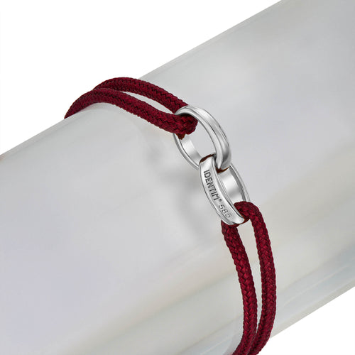 GLORY BRACELET BORDEAUX STOFFARBAND 585 WHITE GOLD