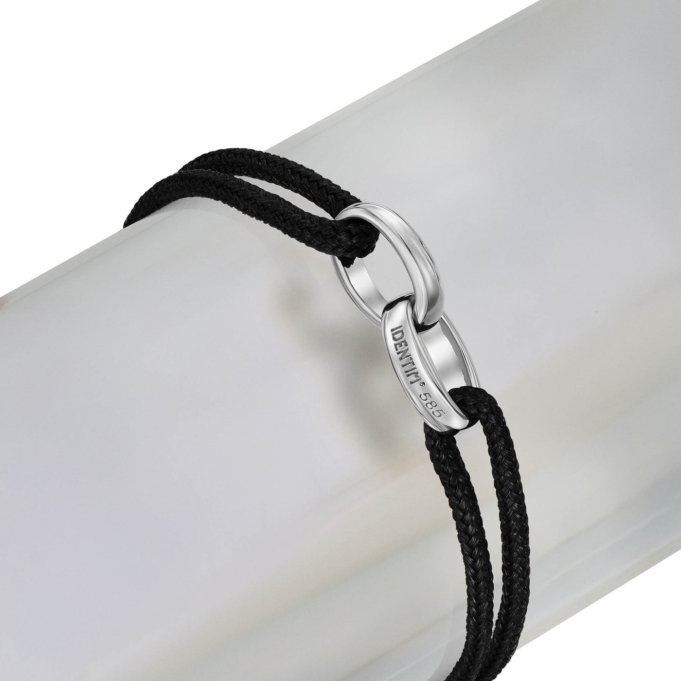 GLORY BRACELET BLACK STOFFARMBAND 585 WHITE GOLD