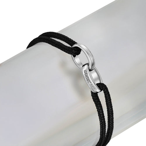 GLORY BRACELET BLACK STOFFARMBAND 585 WHITE GOLD