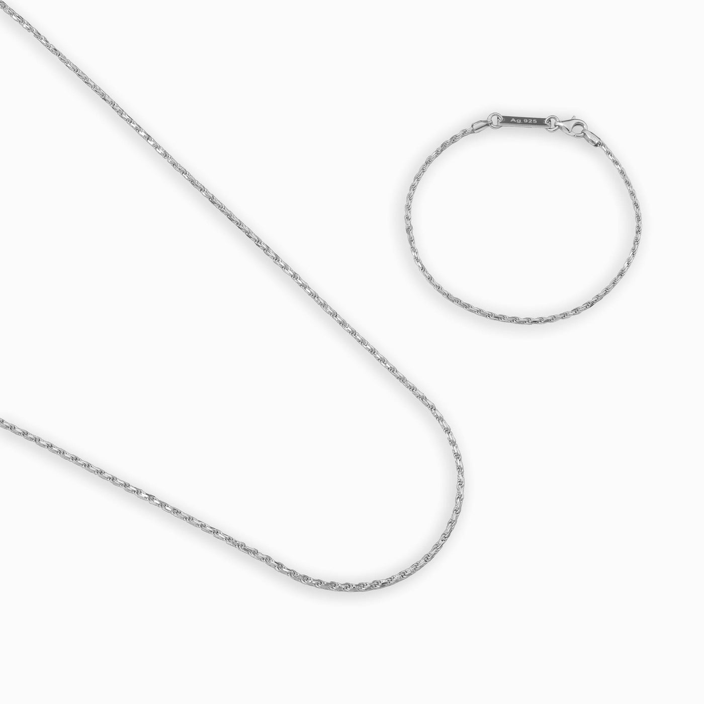 CORD NECKLACE SET 925 SILVER RHODIUM PLATED 2,00MM
