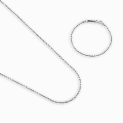 CORD NECKLACE SET 925 SILVER RHODIUM PLATED 2,00MM