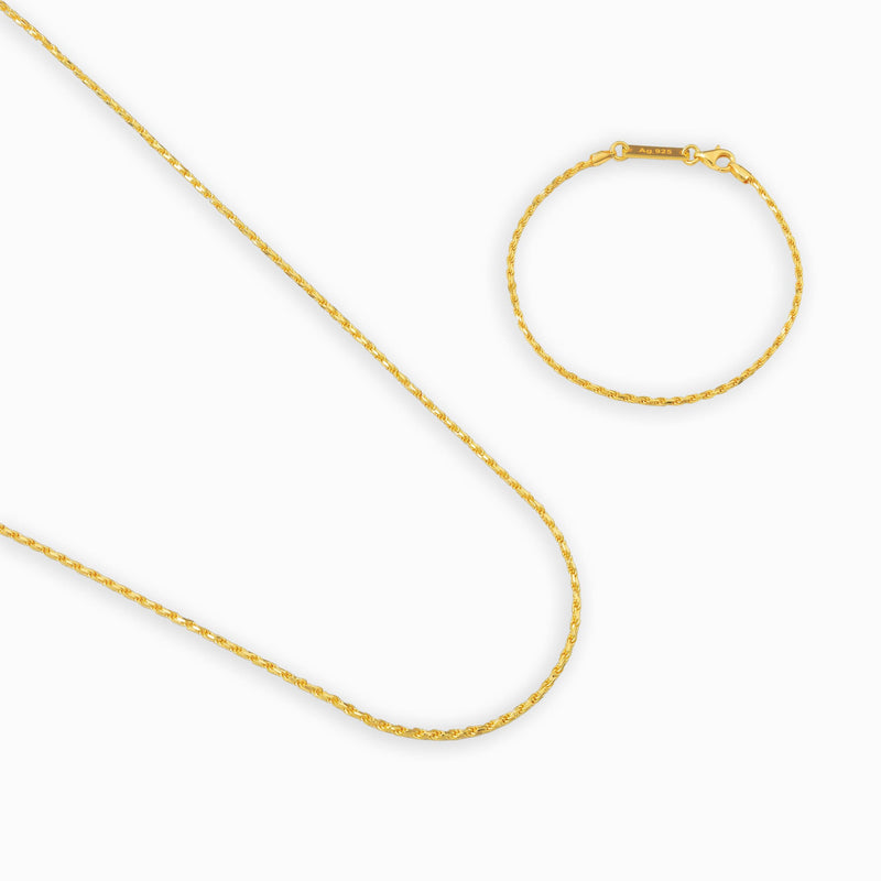 CORD CHAIN SET 925 SILVER 18 CARAT GOLD PLATED 2,00MM