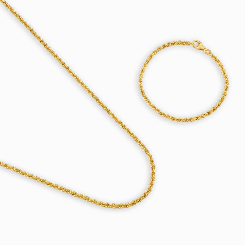 CORD NECKLACE SET 925 SILVER 18 CARAT GOLD PLATED 3,20MM