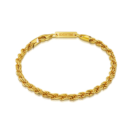 CORD BRACELET 3,80MM 925 SILVER 18 CARAT GOLD PLATED