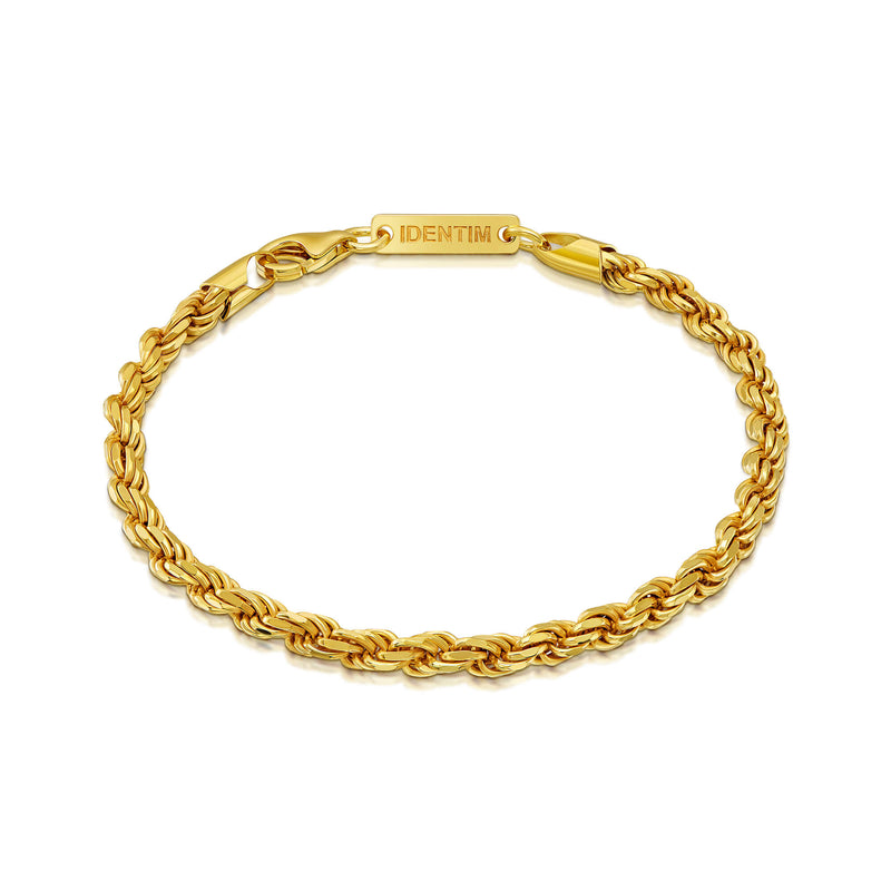 CORD BRACELET 3,80MM 925 SILVER 18 CARAT GOLD PLATED