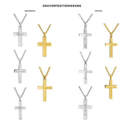 CROSS NECKLACE POLISHED 925 SILVER 18 CARAT GOLD PLATED