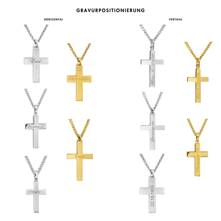 IDENTIM Men s necklace cross necklace cross pendant solid matte gold chain 925 silver 18 carat gold plated