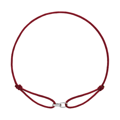 GLORY BRACELET BORDEAUX STOFFARBAND 585 WHITE GOLD