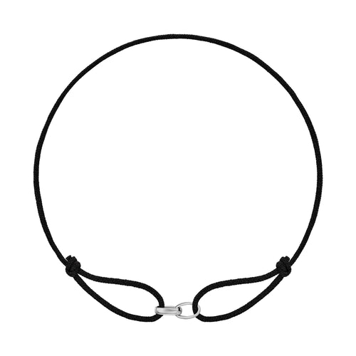 GLORY BRACELET BLACK STOFFARMBAND 585 WHITE GOLD