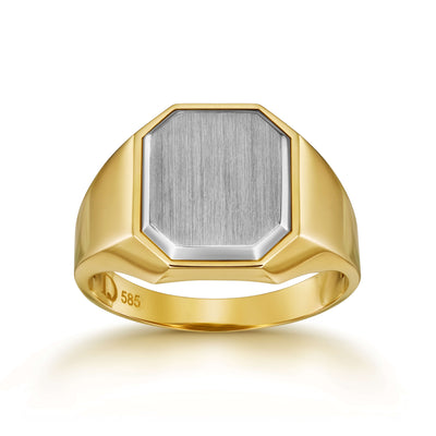 SIGNET RING BRUSHED OCTAGON 585 GOLD