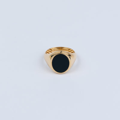 Signet ring men's ring 585/14K onyx 4,59gr. W57 / UNWORN