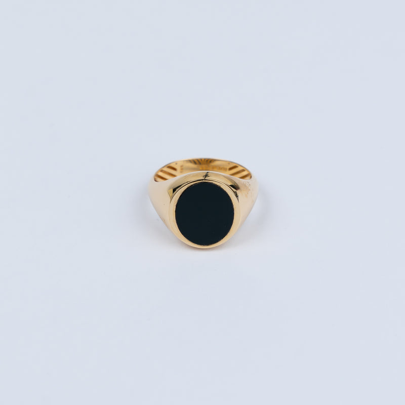 Signet ring men's ring 585/14K onyx 4,59gr. W57 / UNWORN