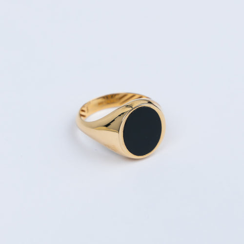 Signet ring men's ring 585/14K onyx 4,59gr. W57 / UNWORN