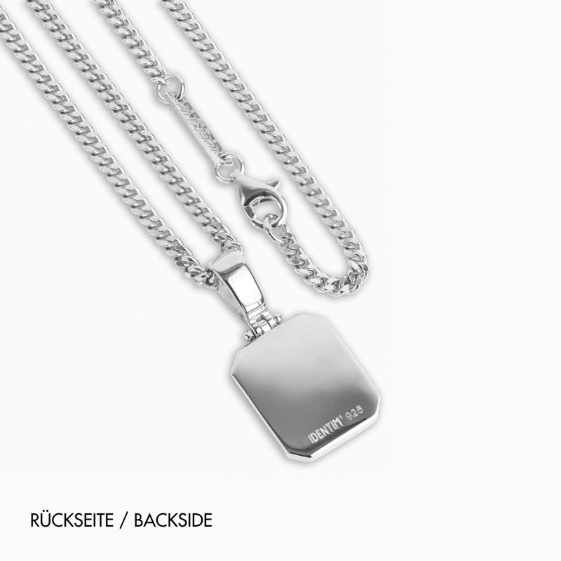 ONYX OCTAGON NECKLACE 925 SILVER RHODIUM-PLATED