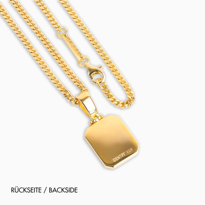 Tiger's eye octagon necklace 925 silver 18k gold-plated