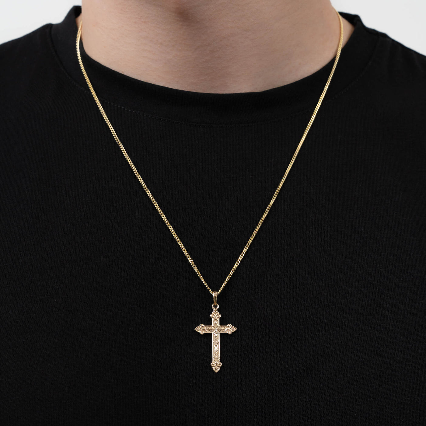 CROSS ORNAMENTS NECKLACE 585 GOLD