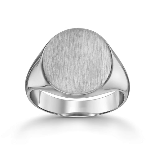 BRUSHED OVAL RING 585, 750 WHITE GOLD, 950 PLATINUM