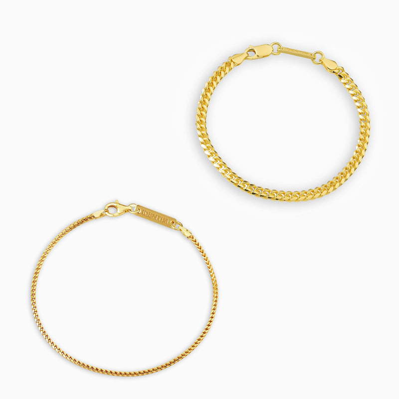 BRACELET SET PANZER FRANCO 925 SILVER 18 CARAT GOLD PLATED