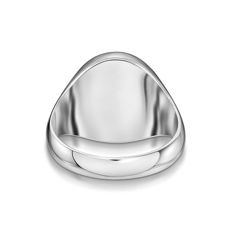 SIGNET RING BRUSHED OVAL 925 SILVER RHODIUM PLATED