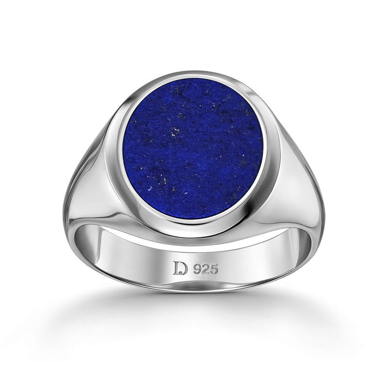 SIGNET RING LAPIS OVAL 925 SILVER RHODIUM PLATED