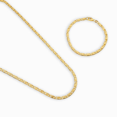 S CURB CHAIN SET 925 SILVER 18 CARAT GOLD PLATED 3,80MM