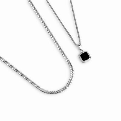 ART NOUVEAU NECKLACE CURB CHAIN SET 925 SILVER RHODIUM-PLATED