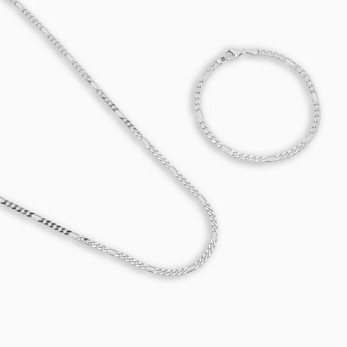 FIGARO NECKLACE SET 925 SILVER RHODIUM PLATED 3,40MM