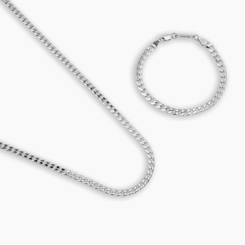 TANK CHAIN SET 925 SILVER RHODIUM-PLATED 5.00MM