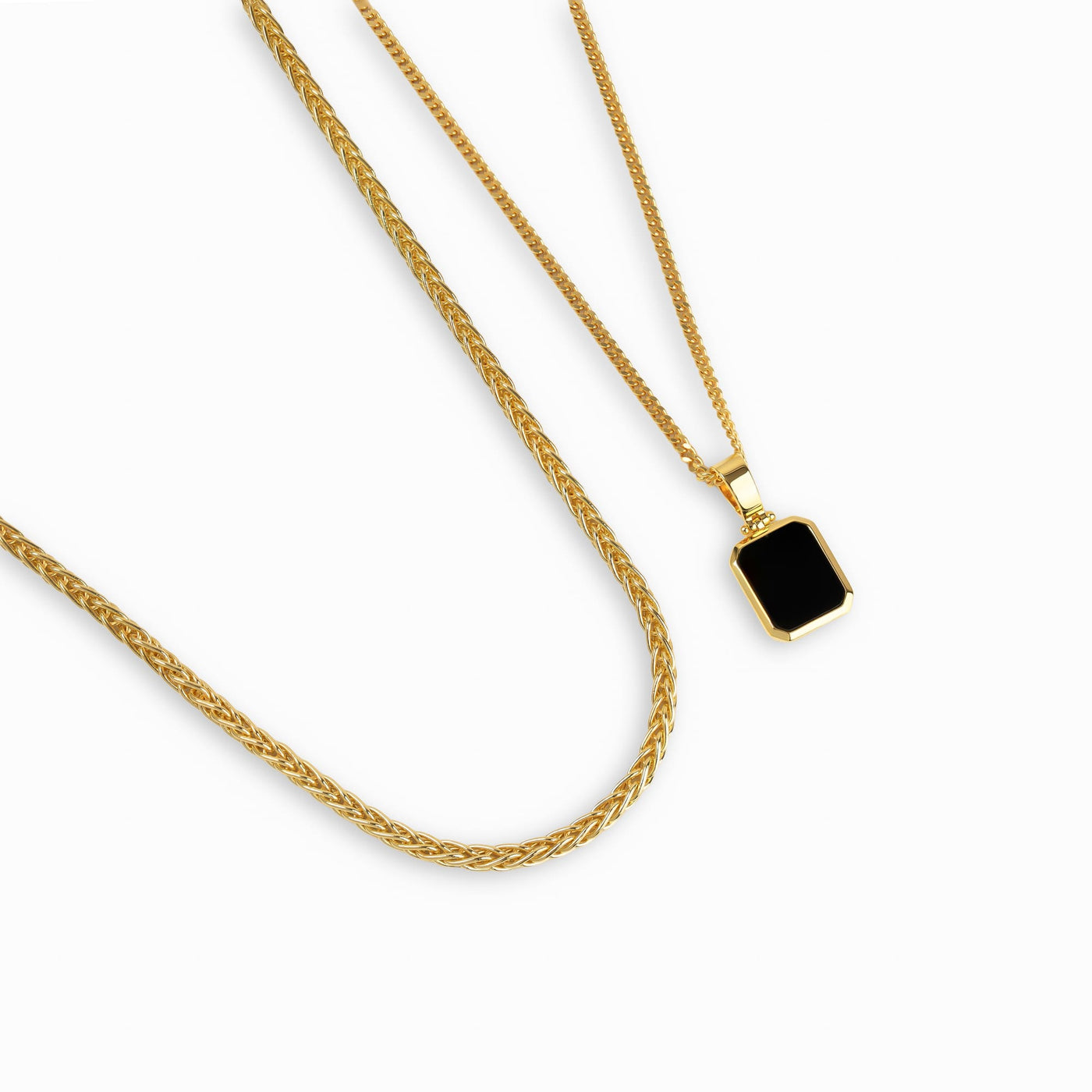 ONYX NECKLACE BRAID NECKLACE SET 925 SILVER 18 CARAT GOLD PLATED