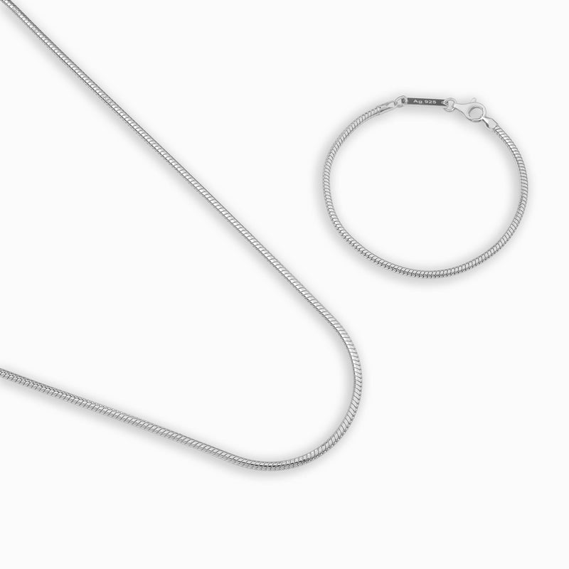 SNAKE CHAIN SET 925 SILVER RHODIUM PLATED 2,50MM