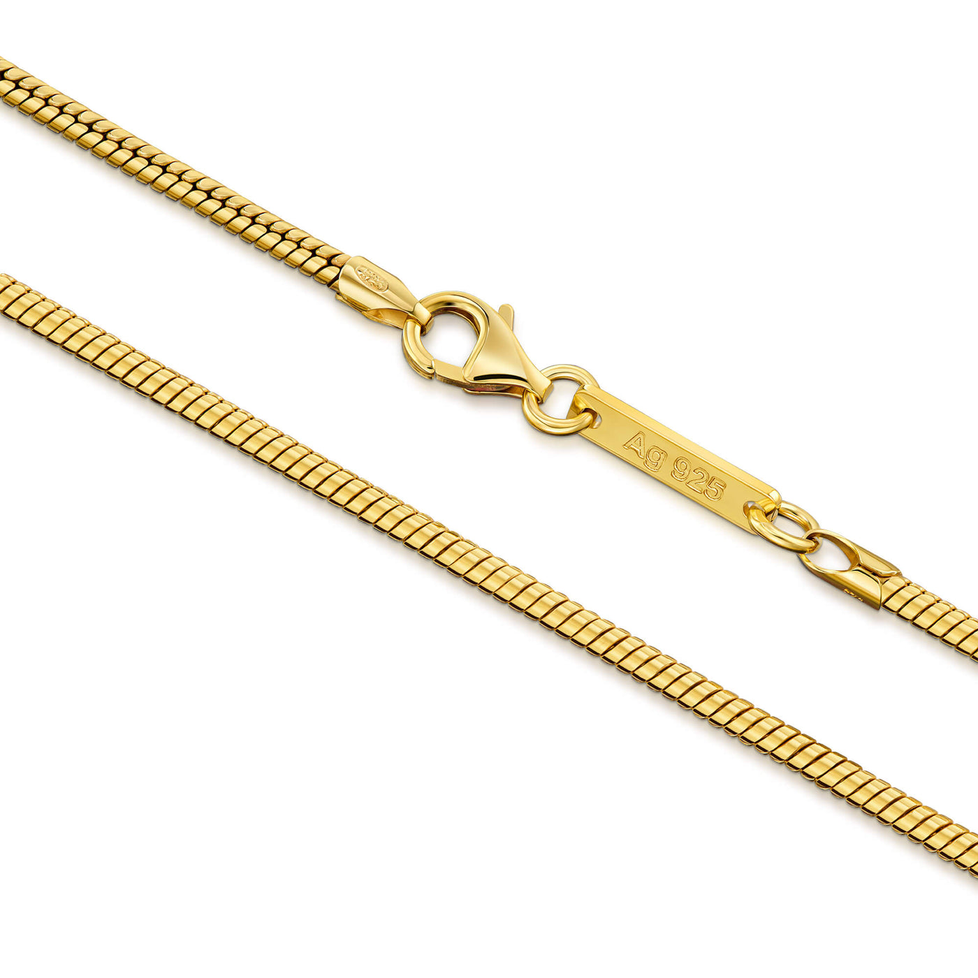 SNAKE CHAIN 925 SILVER 18 CARAT GOLD PLATED 2,50MM