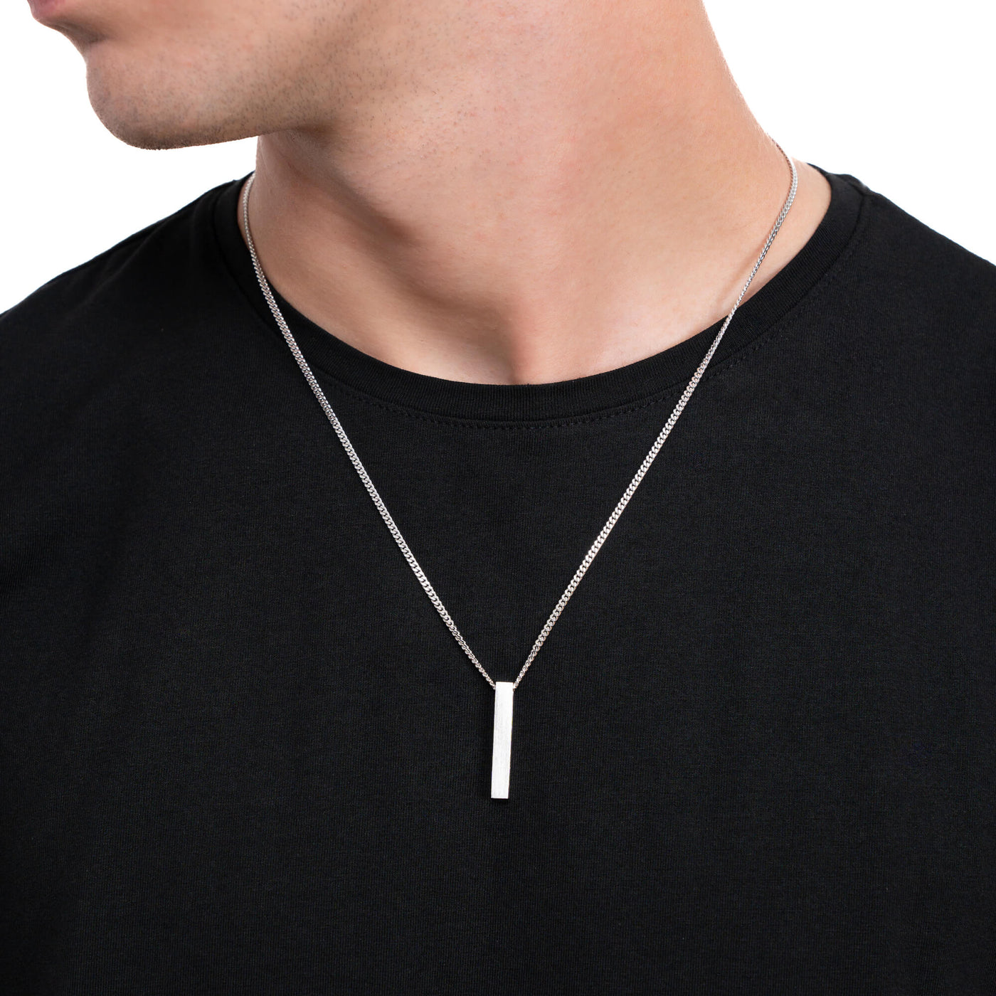 BAR NECKLACE 925 SILVER RHODIUM PLATED