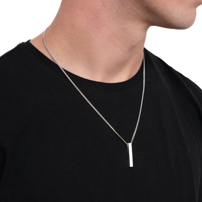 BAR NECKLACE 925 SILVER RHODIUM PLATED