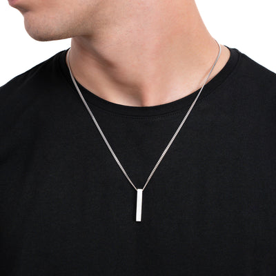 BAR NECKLACE 925 SILVER RHODIUM PLATED