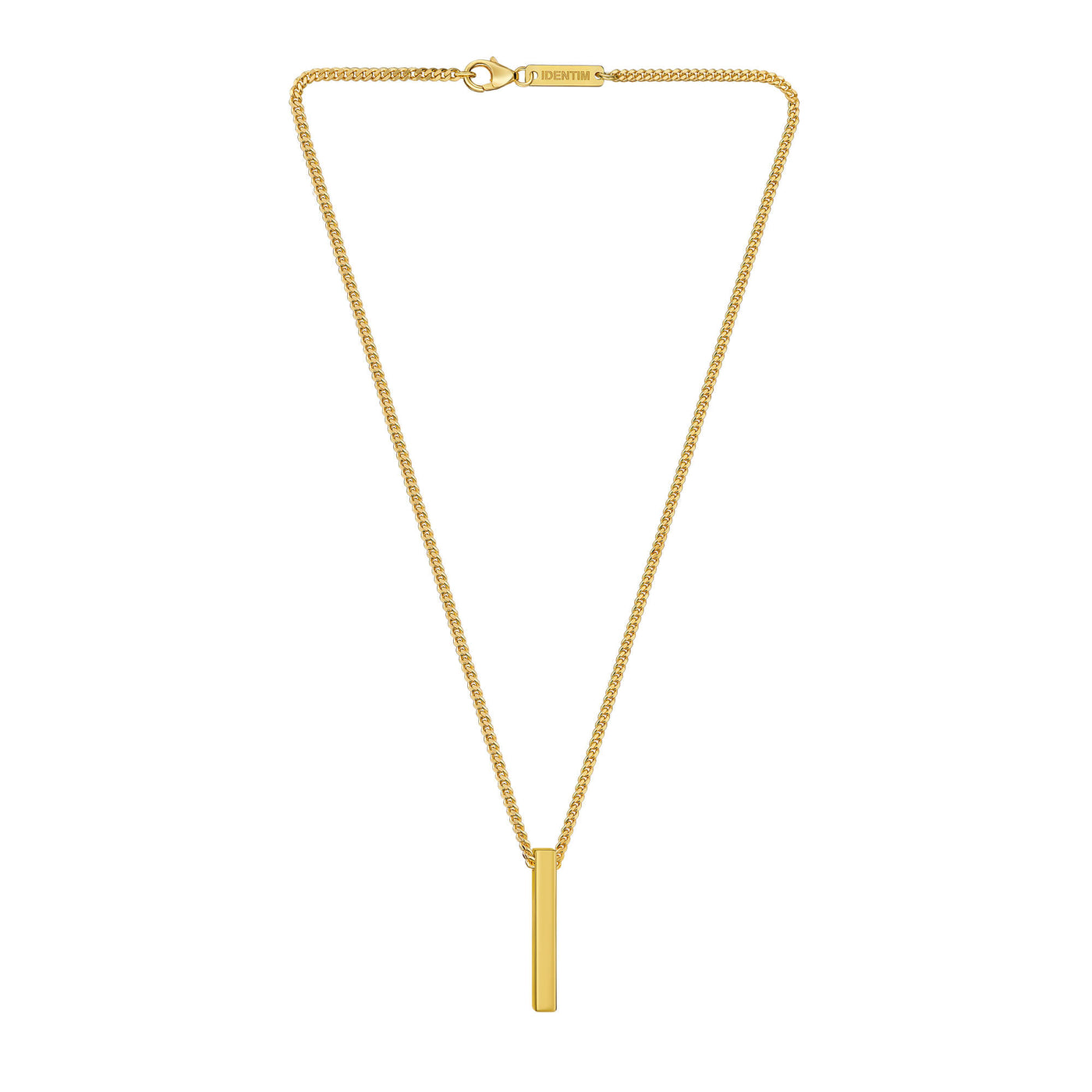 BAR NECKLACE POLISHED 925 SILVER 18 CARAT GOLD PLATED