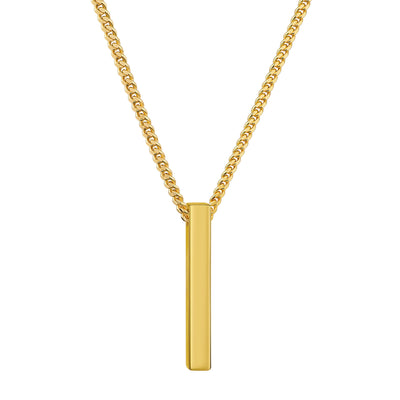 BAR NECKLACE POLISHED 925 SILVER 18 CARAT GOLD PLATED