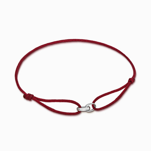 GLORY BRACELET BORDEAUX STOFFARBAND 585 WHITE GOLD