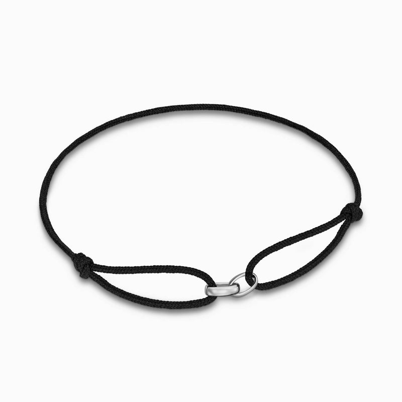 GLORY BRACELET BLACK STOFFARMBAND 585 WHITE GOLD