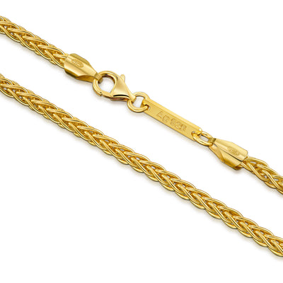 BRAID CHAIN 925 SILVER 18 KARAT GOLD PLATED 3,60MM