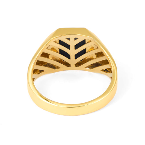 SIGNET RING BRUSHED OCTAGON 585, 750 GOLD