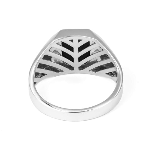 BRUSHED OCTAGON BELL RING 585, 750 WHITE GOLD, 950 PLATINUM