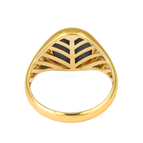 SIGNET RING BRUSHED OVAL 585, 750 GOLD