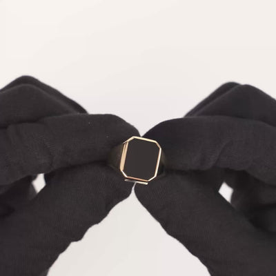 SIGNET RING ONYX OCTAGON 585 GOLD